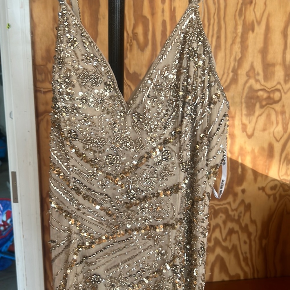 Sherri Hill 53610 gold beaded gown